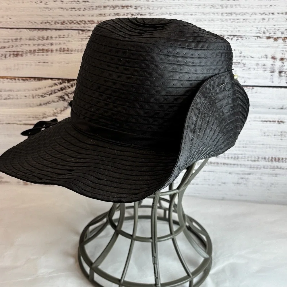 True Vintage Grosgrain Black Hat Pin M Brimmed Sun Cottage Boater Classic Iconic